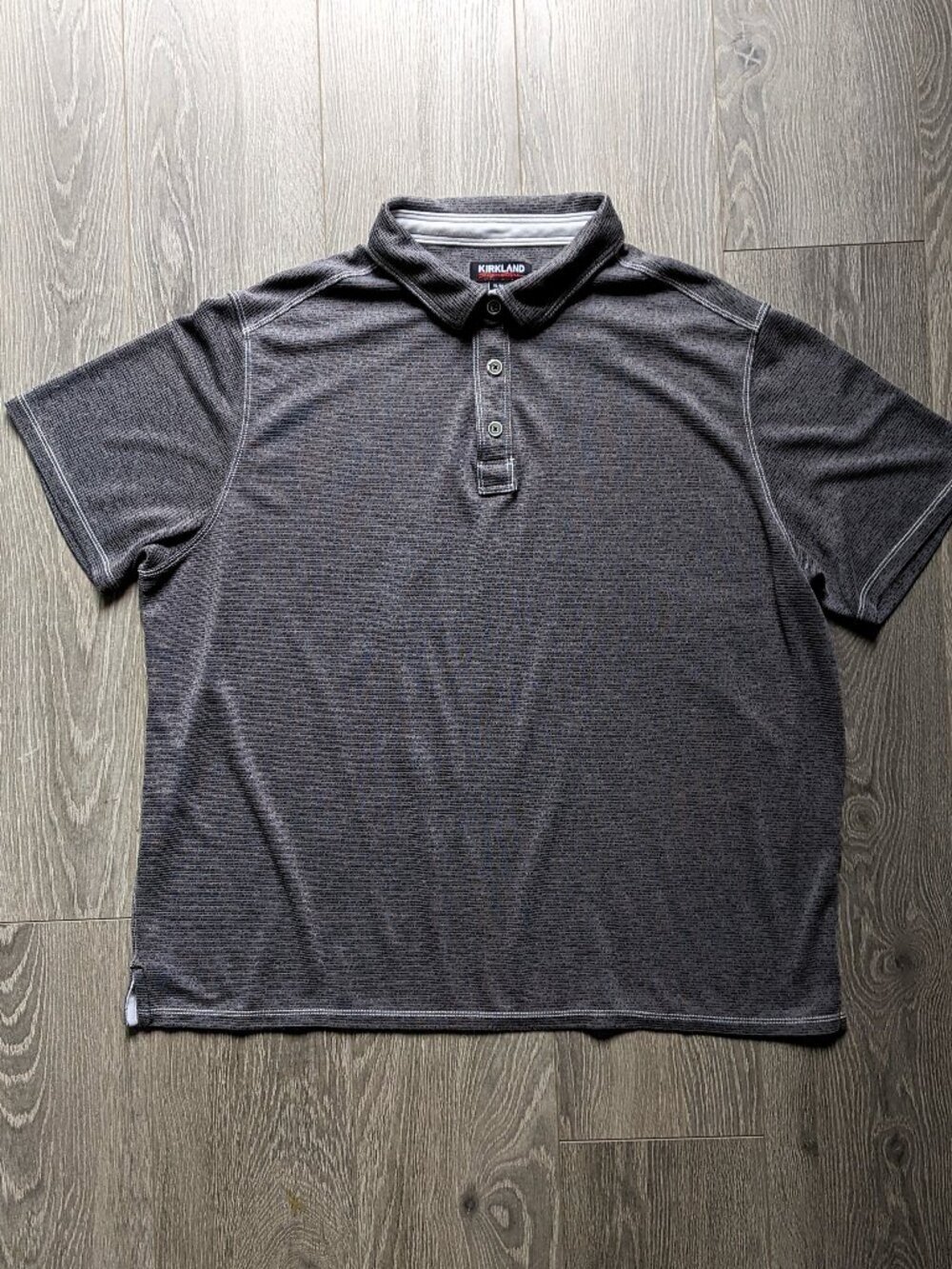 Kirkland Signature Mens Polo Shirt Gray Heather Short Sleeve Golf Size XL